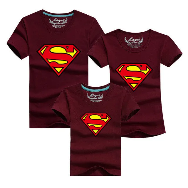 1pcs Fashion Superman Family Matching Outfits T-shirt 11 Colors Clothes For matching family clothes mother father daughter son