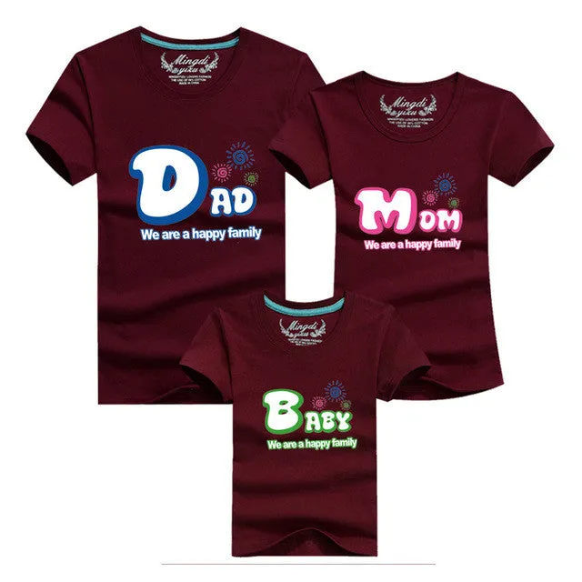 1piece Fashion Family Matching Outfits Tshirt 16 Color Clothes For matching family clothes mother father Baby short Sleeve Shirt
