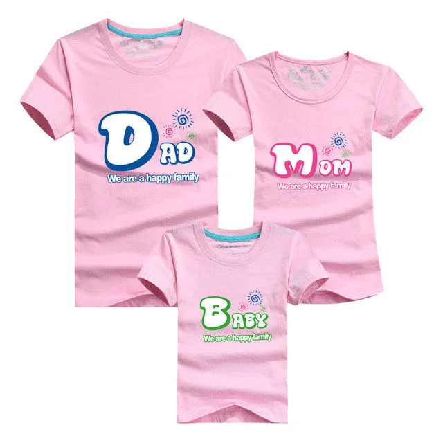 1piece Fashion Family Matching Outfits Tshirt 16 Color Clothes For matching family clothes mother father Baby short Sleeve Shirt
