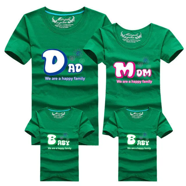 1piece Fashion Family Matching Outfits Tshirt 16 Color Clothes For matching family clothes mother father Baby short Sleeve Shirt