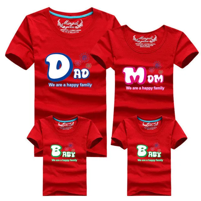 1piece Fashion Family Matching Outfits Tshirt 16 Color Clothes For matching family clothes mother father Baby short Sleeve Shirt