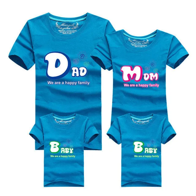 1piece Fashion Family Matching Outfits Tshirt 16 Color Clothes For matching family clothes mother father Baby short Sleeve Shirt