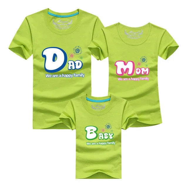 1piece Fashion Family Matching Outfits Tshirt 16 Color Clothes For matching family clothes mother father Baby short Sleeve Shirt