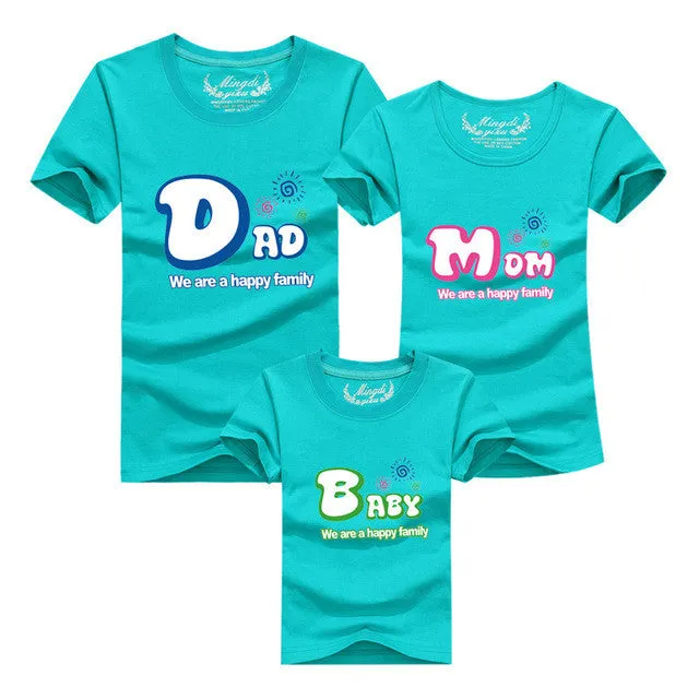 1piece Fashion Family Matching Outfits Tshirt 16 Color Clothes For matching family clothes mother father Baby short Sleeve Shirt