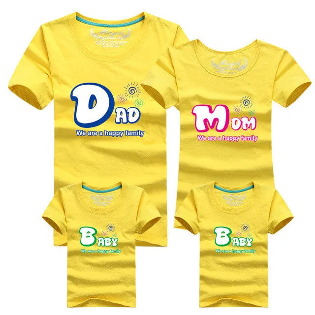 1piece Fashion Family Matching Outfits Tshirt 16 Color Clothes For matching family clothes mother father Baby short Sleeve Shirt