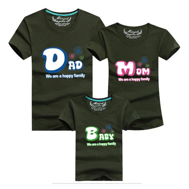 1piece Fashion Family Matching Outfits Tshirt 16 Color Clothes For matching family clothes mother father Baby short Sleeve Shirt