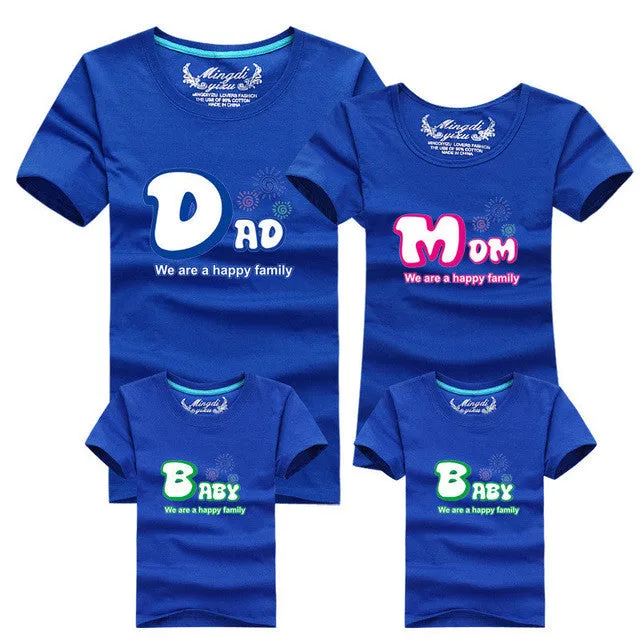 1piece Fashion Family Matching Outfits Tshirt 16 Color Clothes For matching family clothes mother father Baby short Sleeve Shirt