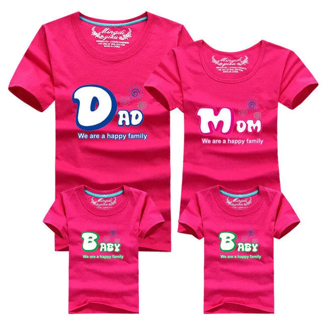 1piece Fashion Family Matching Outfits Tshirt 16 Color Clothes For matching family clothes mother father Baby short Sleeve Shirt