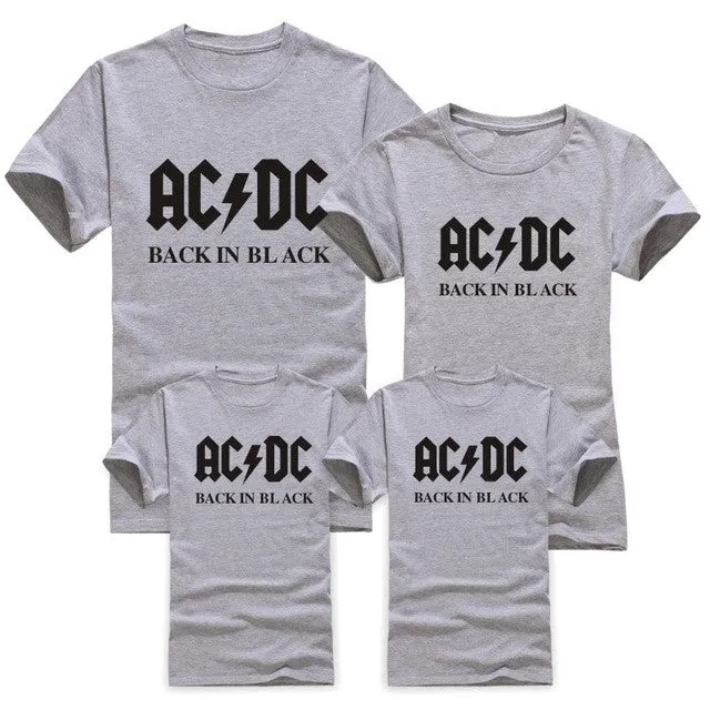 2016 New AC/DC Fashion band rock T Shirt Family Matching Outfits acdc Graphic T-shirts girls boys Hip Hop Family Short Sleeve