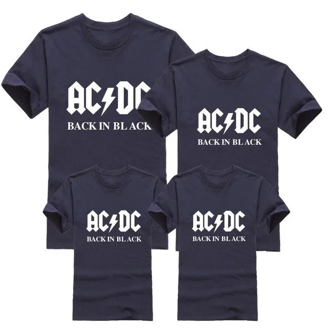 2016 New AC/DC Fashion band rock T Shirt Family Matching Outfits acdc Graphic T-shirts girls boys Hip Hop Family Short Sleeve