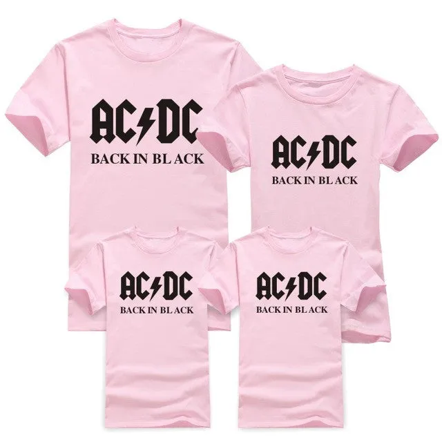 2016 New AC/DC Fashion band rock T Shirt Family Matching Outfits acdc Graphic T-shirts girls boys Hip Hop Family Short Sleeve