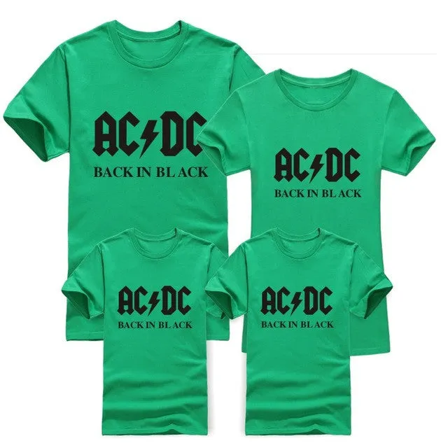 2016 New AC/DC Fashion band rock T Shirt Family Matching Outfits acdc Graphic T-shirts girls boys Hip Hop Family Short Sleeve