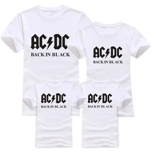 2016 New AC/DC Fashion band rock T Shirt Family Matching Outfits acdc Graphic T-shirts girls boys Hip Hop Family Short Sleeve