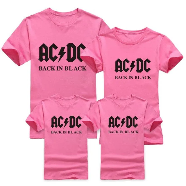 2016 New AC/DC Fashion band rock T Shirt Family Matching Outfits acdc Graphic T-shirts girls boys Hip Hop Family Short Sleeve