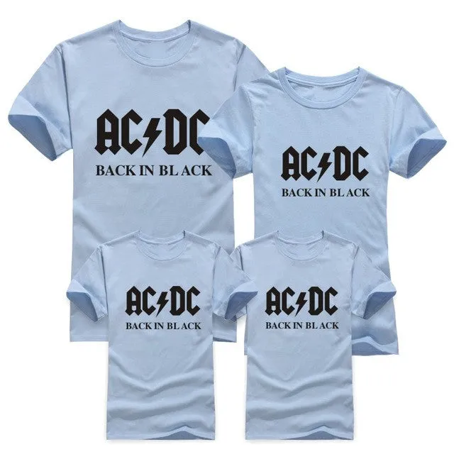 2016 New AC/DC Fashion band rock T Shirt Family Matching Outfits acdc Graphic T-shirts girls boys Hip Hop Family Short Sleeve