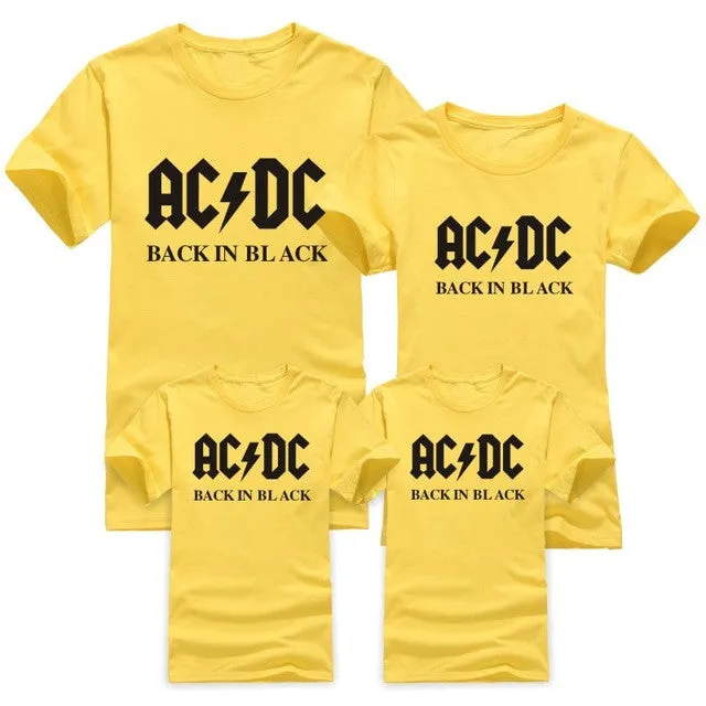 2016 New AC/DC Fashion band rock T Shirt Family Matching Outfits acdc Graphic T-shirts girls boys Hip Hop Family Short Sleeve