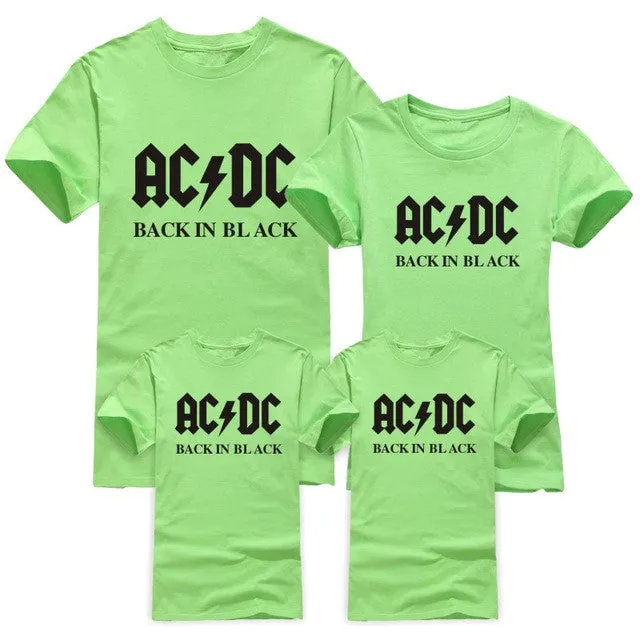 2016 New AC/DC Fashion band rock T Shirt Family Matching Outfits acdc Graphic T-shirts girls boys Hip Hop Family Short Sleeve