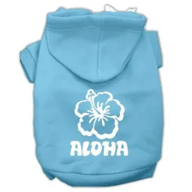 Aloha Flower Screen Print Pet Hoodies Baby Blue Size XXXL (20)