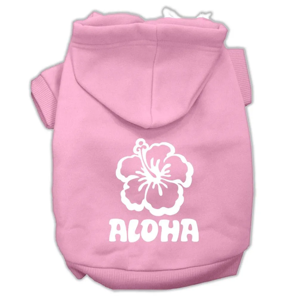 Aloha Flower Screen Print Pet Hoodies Light Pink Size Xs (8)