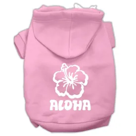 Aloha Flower Screen Print Pet Hoodies Light Pink Size Xs (8)
