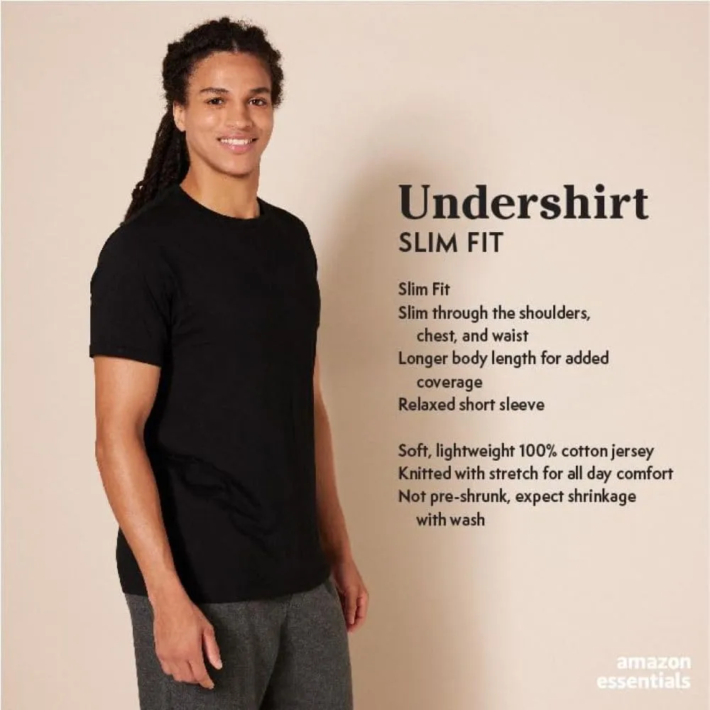 Amazon Essentials Men's Cotton Crew Neck T-Shirts, Versatile Soft Basics, Pack of 6