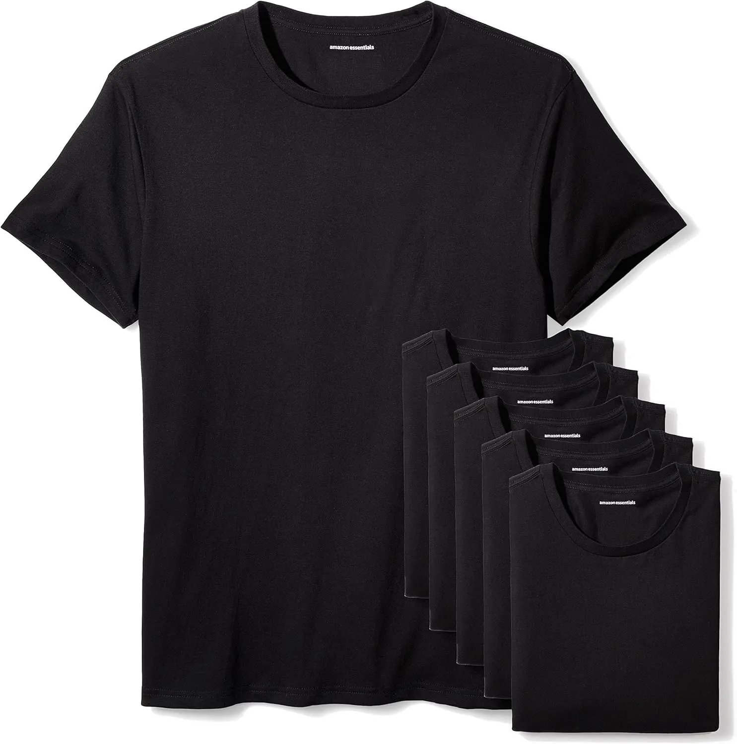 Amazon Essentials Men's Cotton Crew Neck T-Shirts, Versatile Soft Basics, Pack of 6