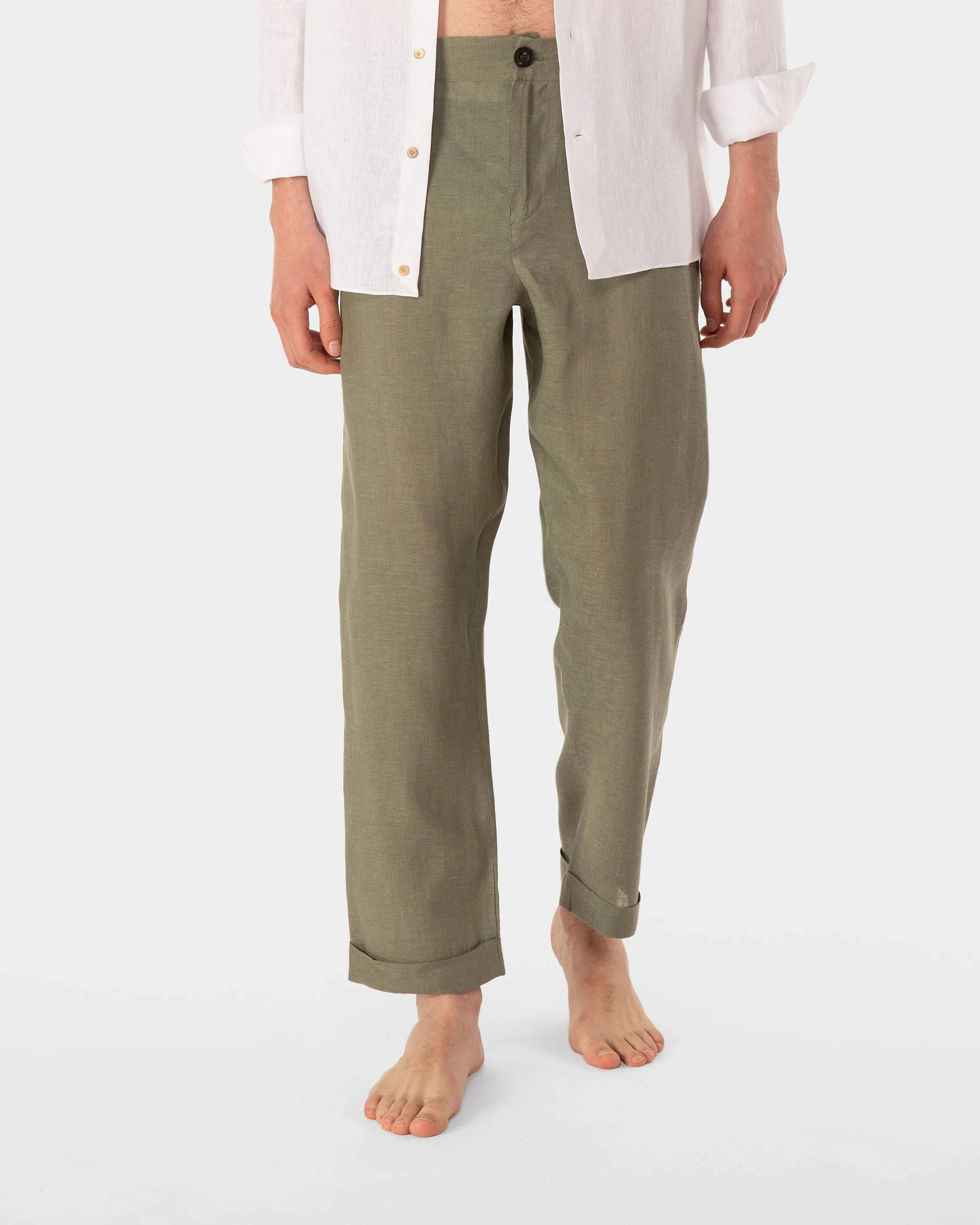 ANACAPRI LINEN TROUSERS IN GREEN