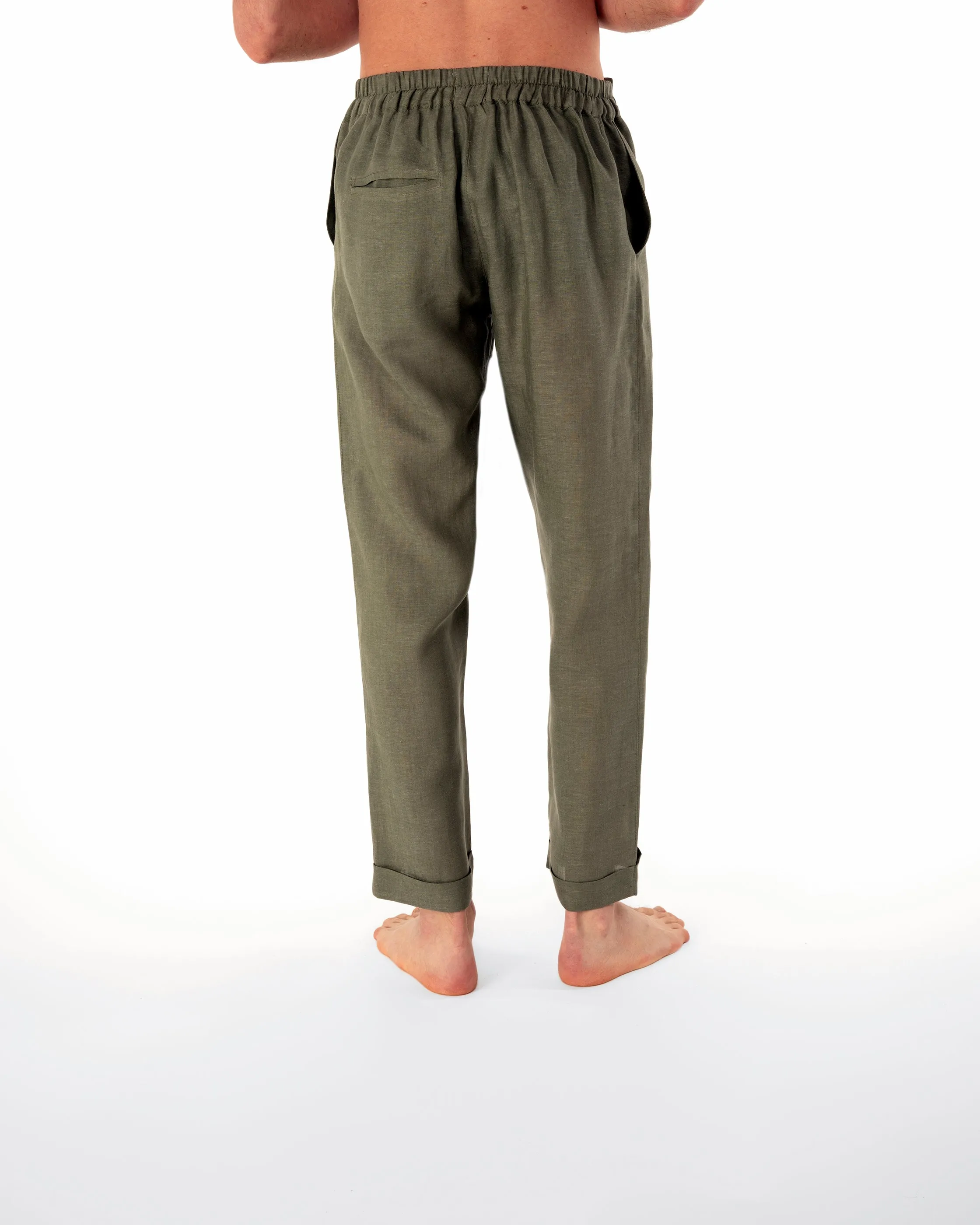 ANACAPRI LINEN TROUSERS IN GREEN