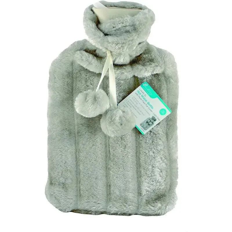Ashley Plush Hot Water Faux Fur Cover Light Grey - 2 Litre