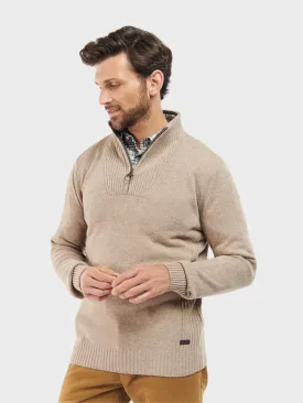 Barbour Sweater Nelson Essential Half Zip Jumper Stone