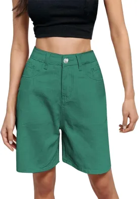 Bermuda Denim Shorts for Women High Waisted Trendy Jean Shorts Casual Vintage Long Stretchy Jeans Pants Summer Jorts