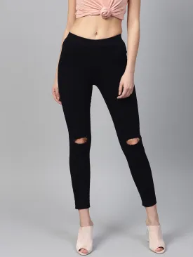 Black Knee Slit Jeans