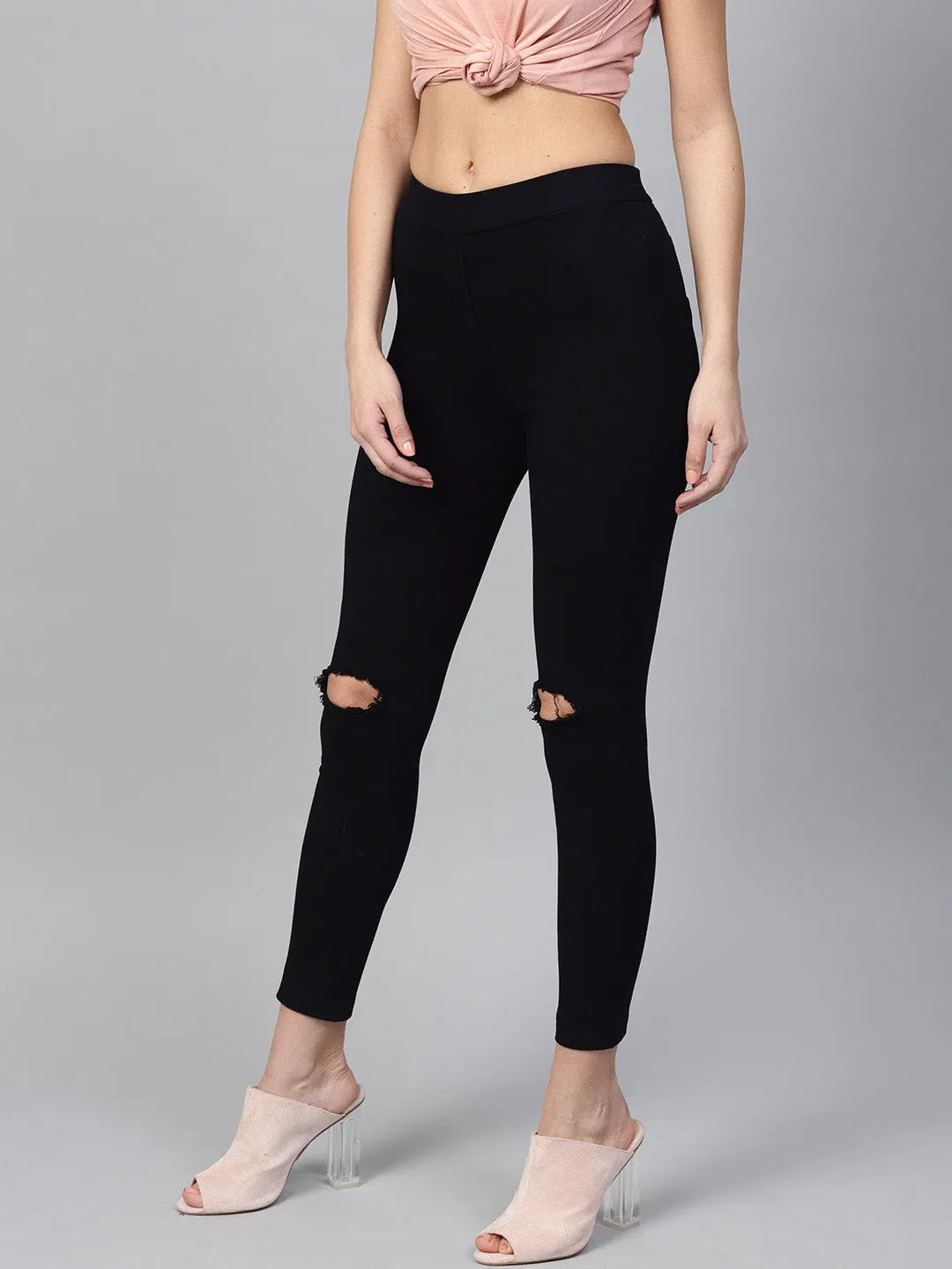 Black Knee Slit Jeans