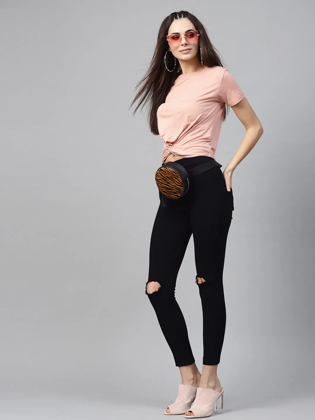 Black Knee Slit Jeans