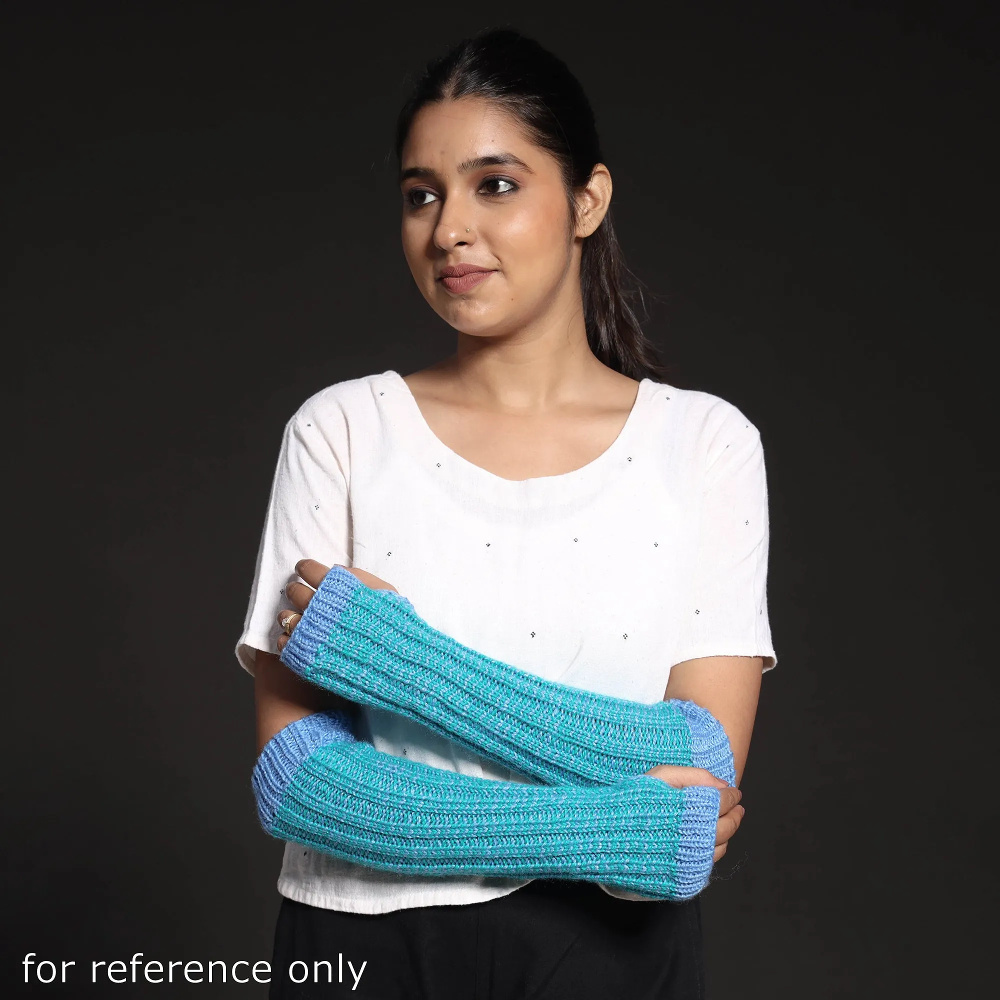 Blue - Kumaun Hand Knitted Woolen Hand Warmer