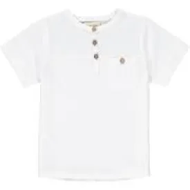 Boardwalk White Pique Henley Boys Tee - Select Size