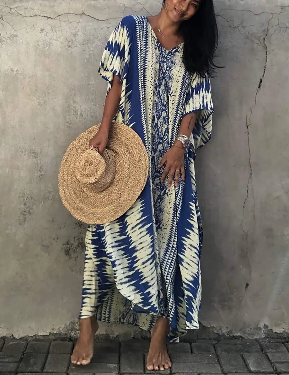 Bsubseach Kaftan Dresses for Women 2025 Plus Size Swimsuit Cover Up Tie Dye Caftan Maxi Dress Loungewear