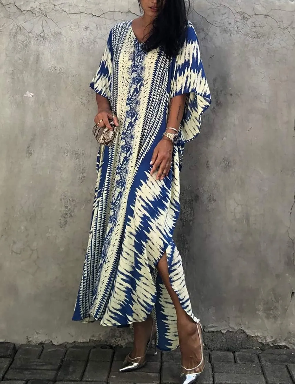 Bsubseach Kaftan Dresses for Women 2025 Plus Size Swimsuit Cover Up Tie Dye Caftan Maxi Dress Loungewear