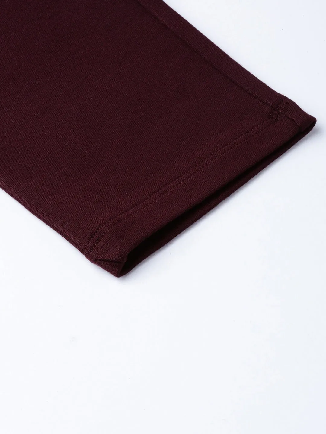 Burgundy Mock Button High Waist Jeggings