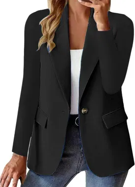 Bussiness Blazers for Women 2025 Lightweight Long Sleeves Single Button Office Blazer Jacket Open Front Cardigans