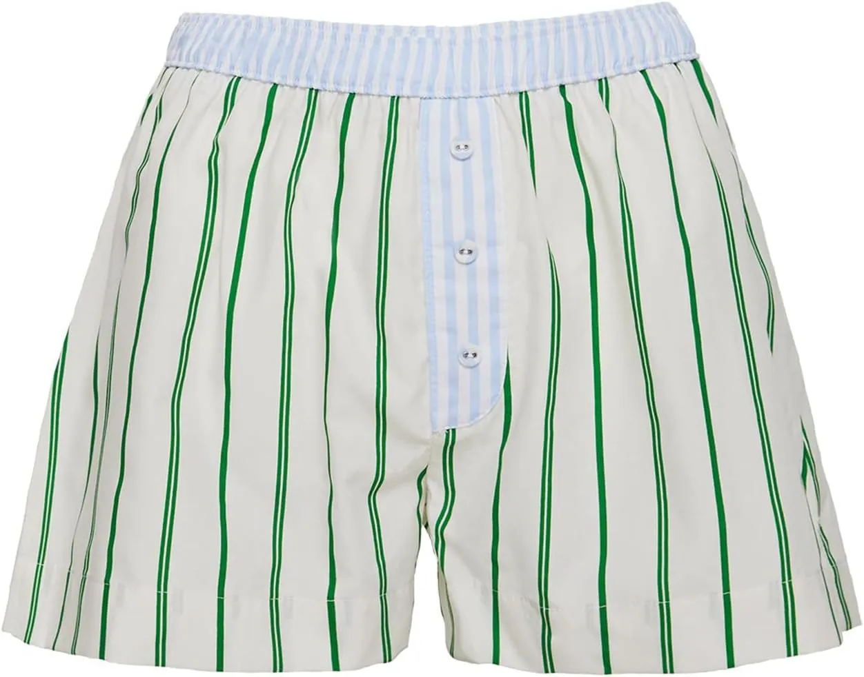 Button Front Boxer Shorts for Women Y2K Elastic Waist Gingham Plaid Pajama Micro Shorts Loose Fit Striped Lounge Bottoms