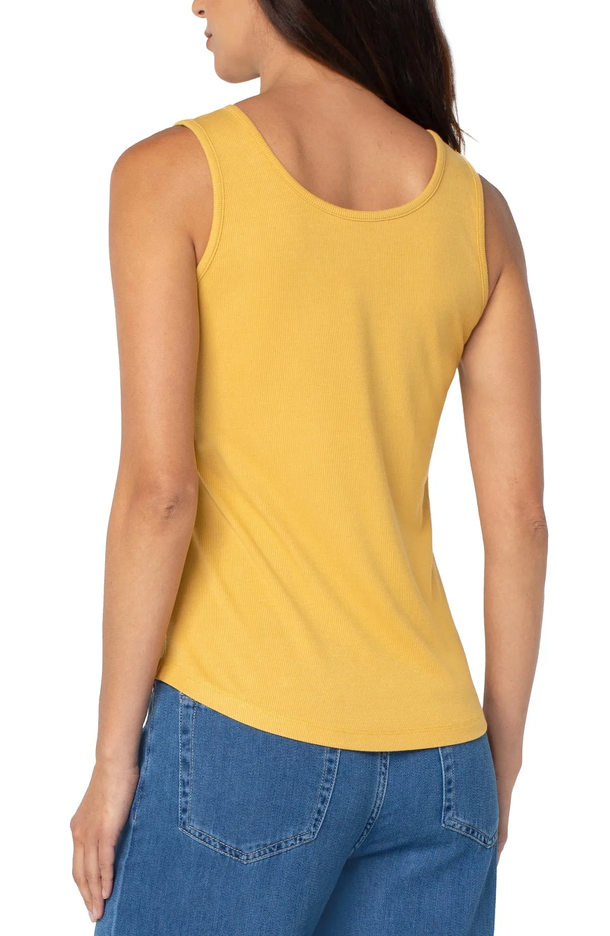 Button Front Henley Tank - Golden Honey
