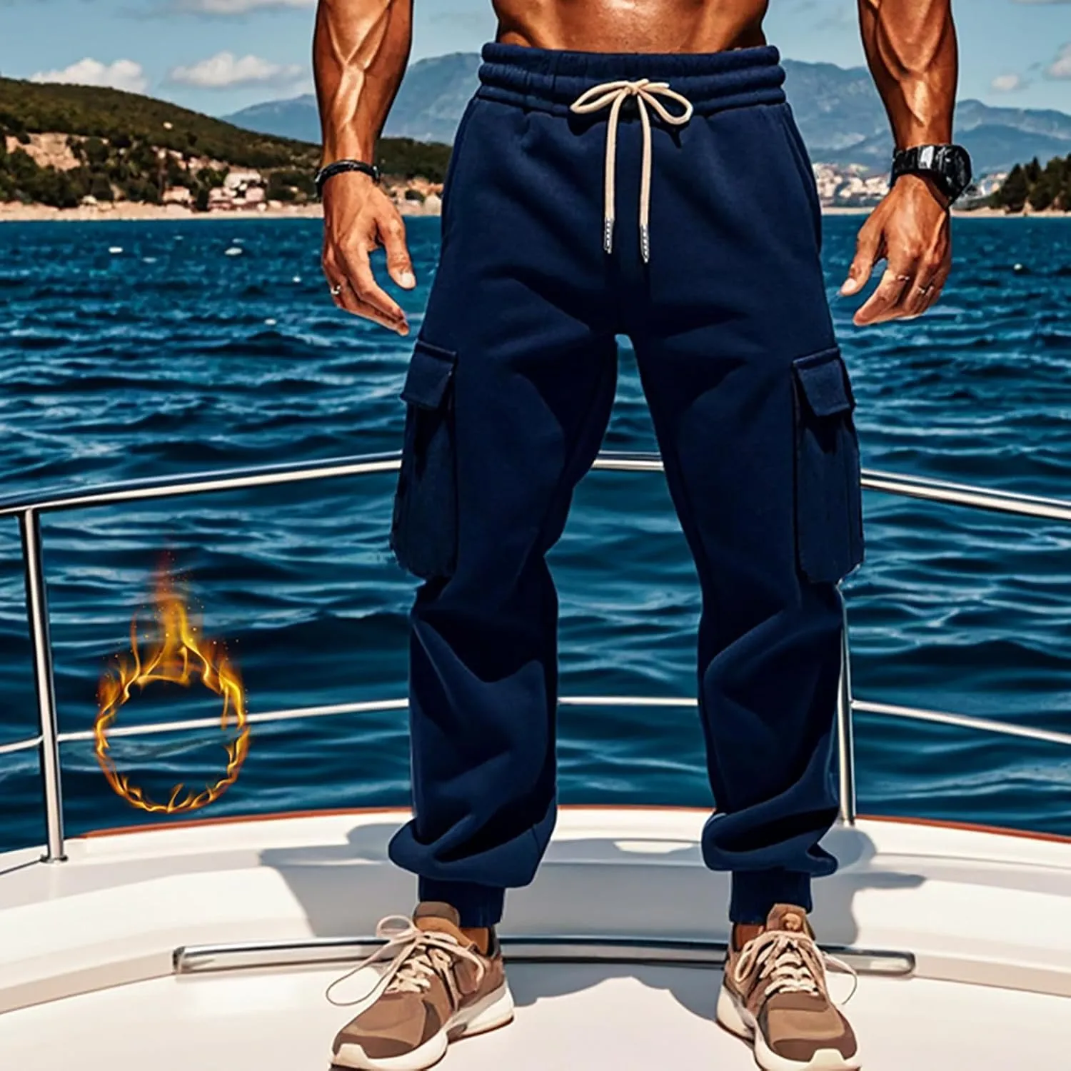 Casual Jogger Pants for Men Breathable Relaxed Fit Chino Outdoor Cargo Pants Workout Slim Fit Twill Jogging Sweatpants