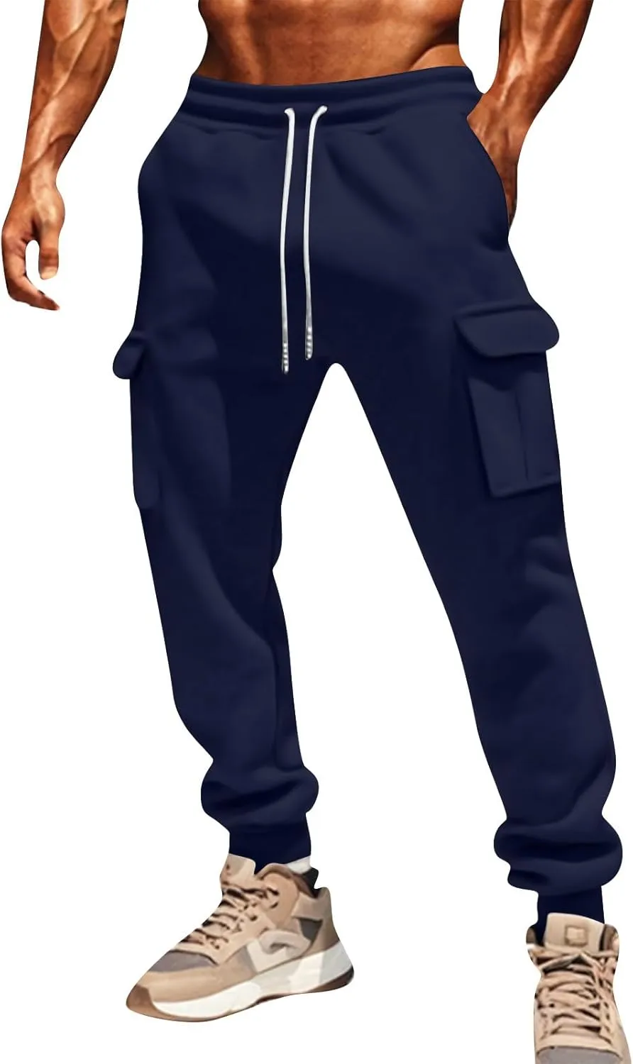 Casual Jogger Pants for Men Breathable Relaxed Fit Chino Outdoor Cargo Pants Workout Slim Fit Twill Jogging Sweatpants