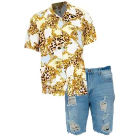Cheetah Shirt & Denim Shorts