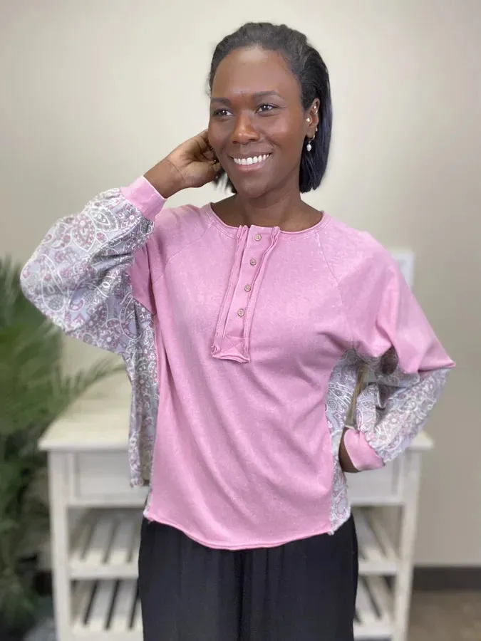 Circle Of Love Henley Long Sleeve Top