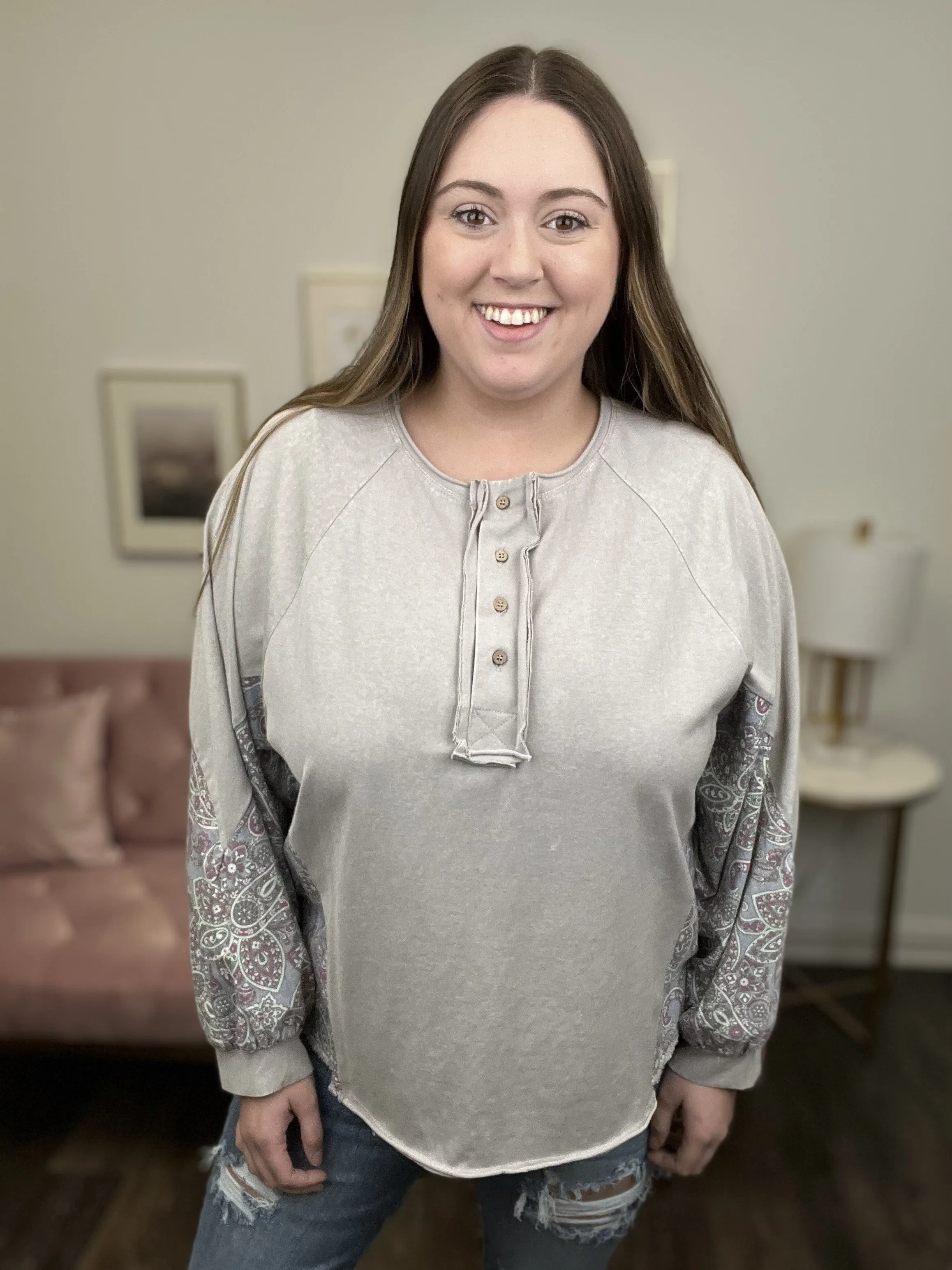 Circle Of Love Henley Long Sleeve Top