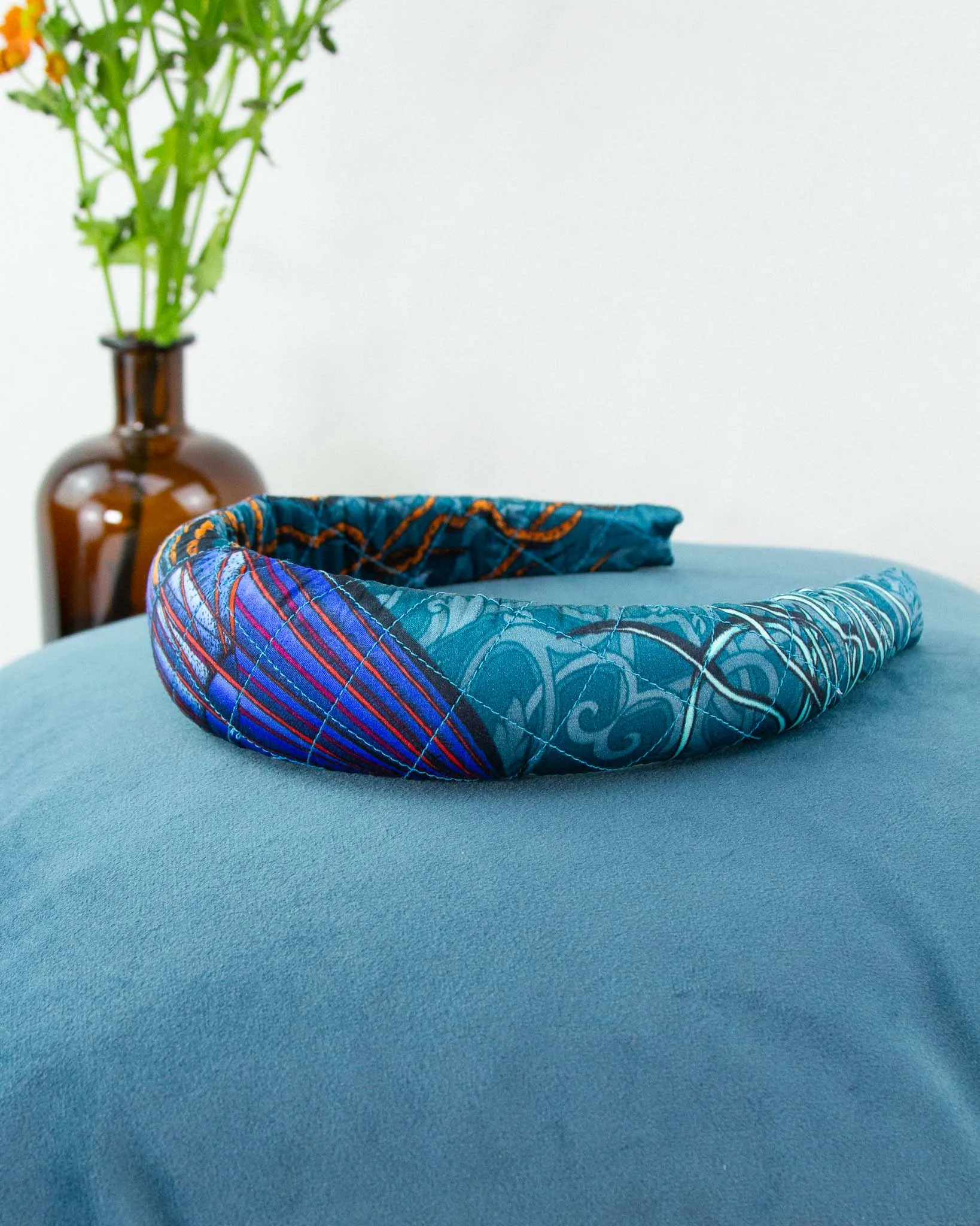 Dancing Jellyfish Turquoise Quilted Headband