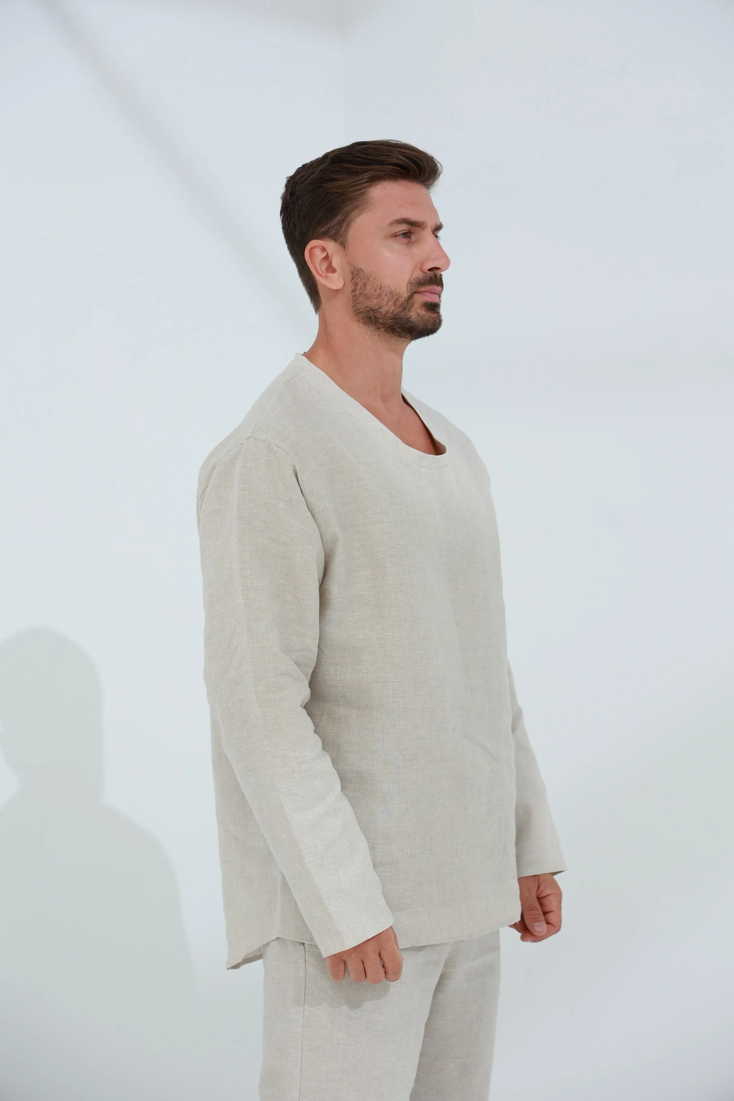 Ditta Men's Linen Top Beige