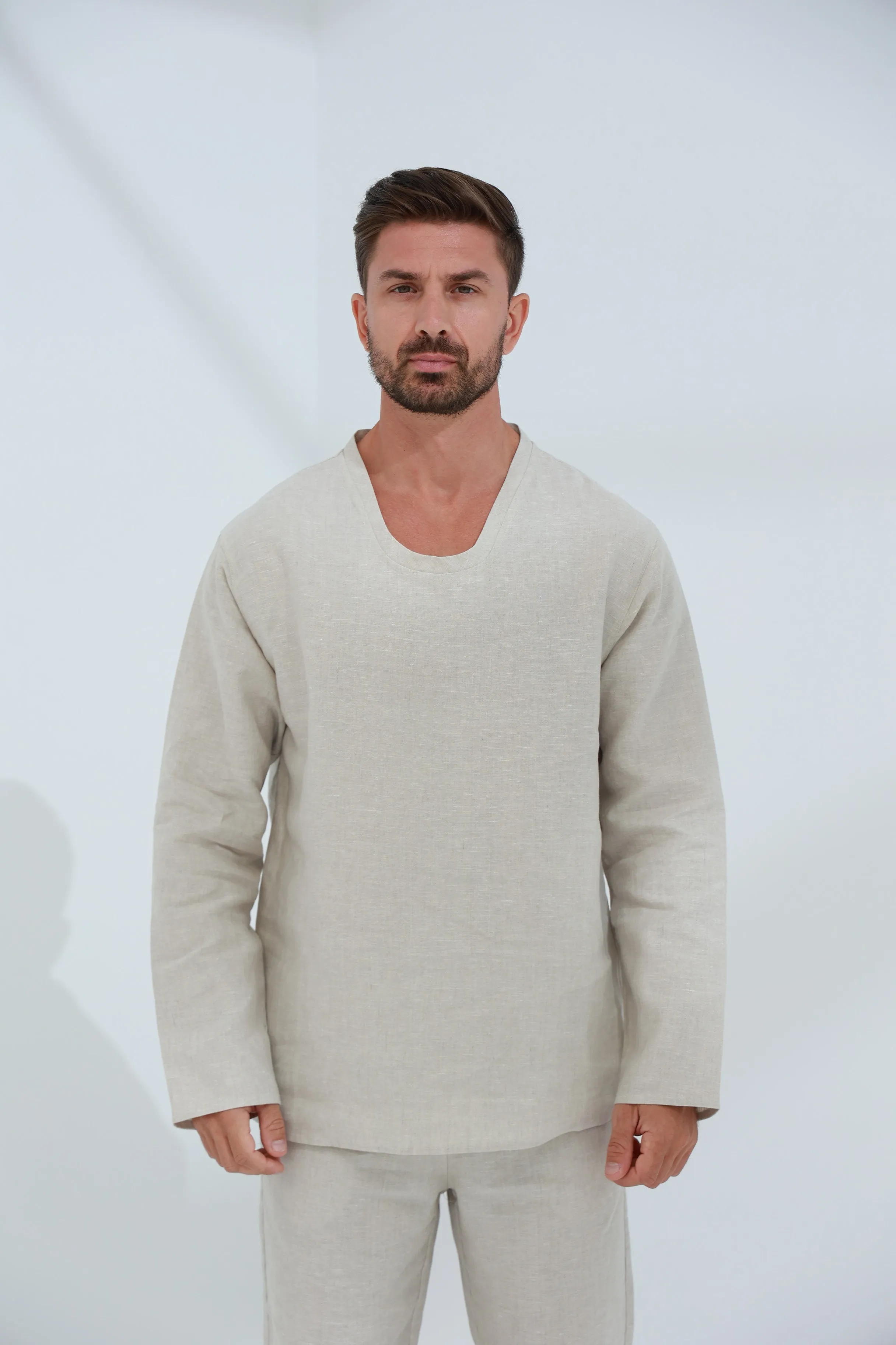 Ditta Men's Linen Top Beige